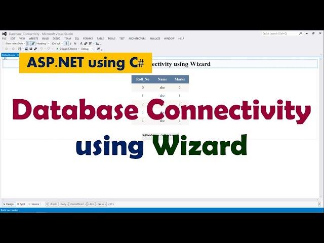 Database Connectivity using wizard | ASP.NET using C# | GridView control | SqlDataSource control