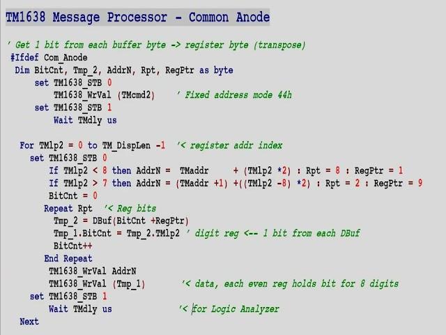 TM1638 GCBasic Common_Anode Display