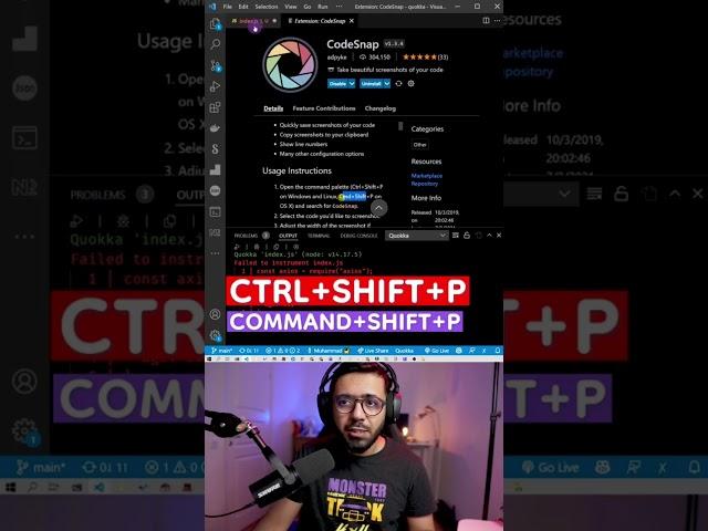 Use this extension to take screenshots of your code from within VScode