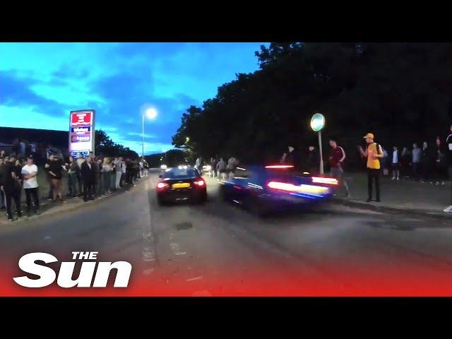 Stevenage car meet crash: moment 'street race' event goes wrong