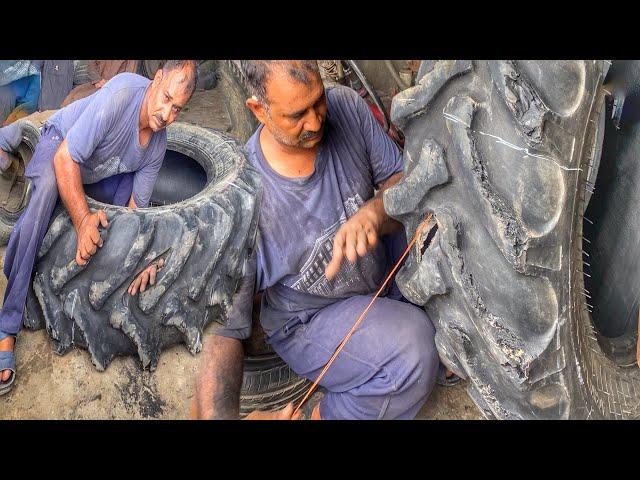 HEAVY DUTY REPAIRS! Fixing Giant Tyres on Heavy Equipment Machines | Expert Techniques Revealed!