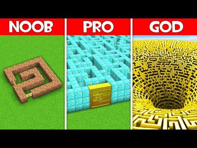 Minecraft Battle: GIANT MAZE BUILD CHALLENGE - NOOB vs PRO vs HACKER vs GOD in Minecraft!