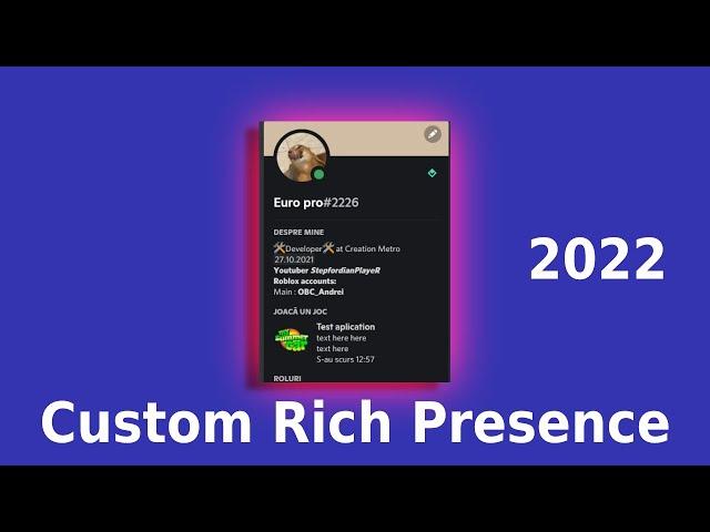 How to make a Custom Rich Presence in discord | 2022