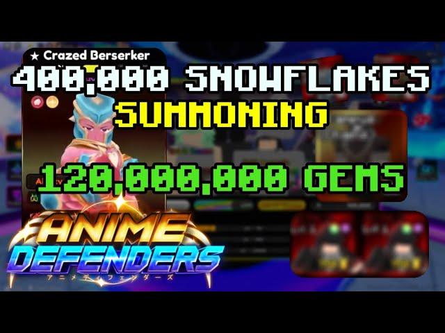 SUMMONING USING 400,000 SNOWFLAKES (120 MILLION GEMS) - Anime Defenders