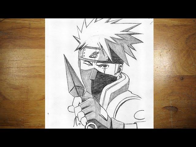 How to Draw Kakashi Hatake With Kunai| Drawing Anime Step by Step