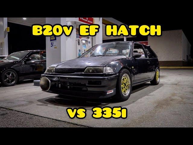 B20V SWAPPED HONDA CIVIC EF HATCH VS BMW E92 335I N54 | C.F.RACING | 4K