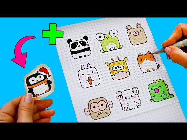 10 SQUARE ANIMALS BY CELLS! Draw and make stickers!