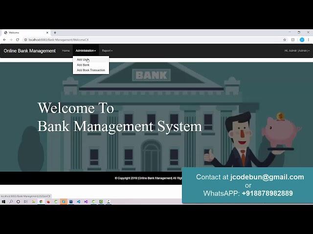 Online Bank Management System Project in Hibernate with source code