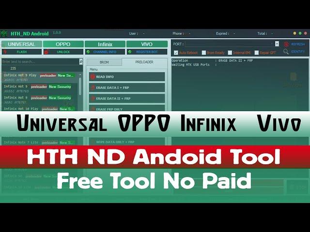 MTK Tool OPPO / Infinix / Vivo IMEI Repair / FORMAT/WIPE, FRP, MiCloud, BOOTLOADER