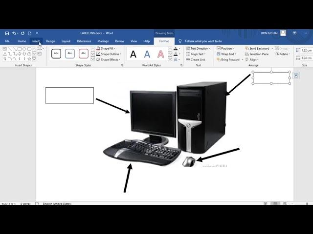 Labeling a diagram using Microsoft Word document