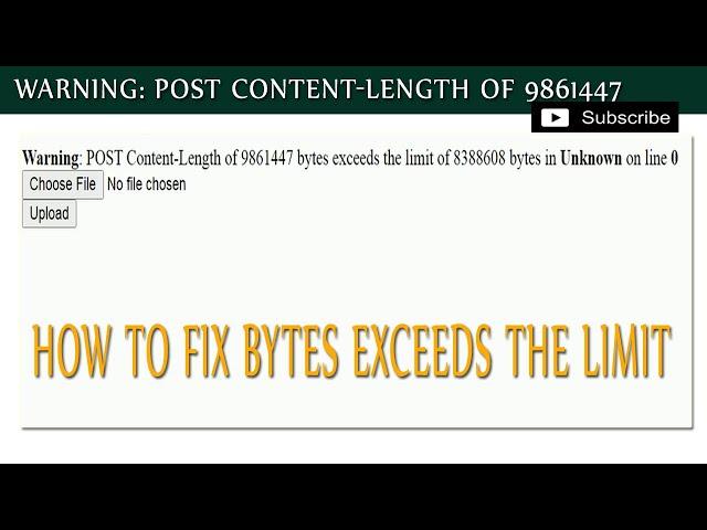 POST Content-Length of 9861447 bytes exceeds the limit of 8388608 bytes || avadh tutor