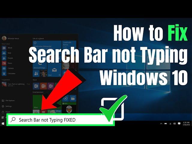 How to Fix Search Bar not Typing Windows 10