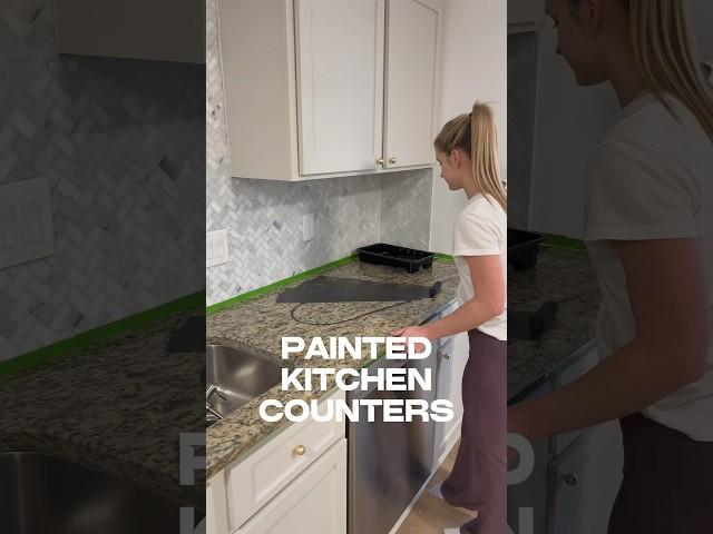 PAINTING MY COUNTERTOPS?! Would you ever try this? Kitchen Makeover Part 2! #diy #home #shorts