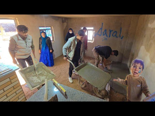 ‍‍Family Unity: Amir and His Family Pour Concrete for Milad and Mahin’s Home