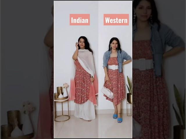 4/4 How to style your Western Dress in Indian wear#shorts #short #indianwear #styling #howto #dress