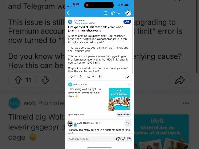 Telegram Limit Reached error - what to do