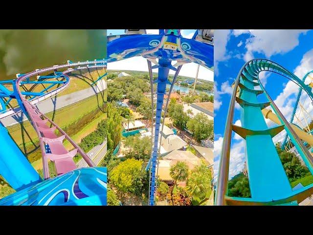 Every Roller Coaster at SeaWorld Orlando! 4K Front Seat POV