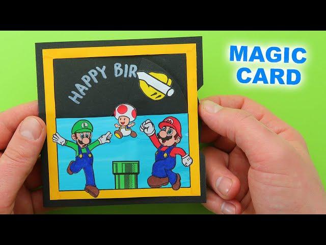 Happy Birthday Magic Card. Craft Ideas with Super Mario. How to make Easy PAPER CRAFTS for FANS