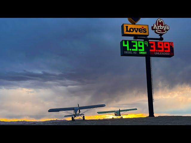 Landing an airplane at a Loves Gas station on a windy day