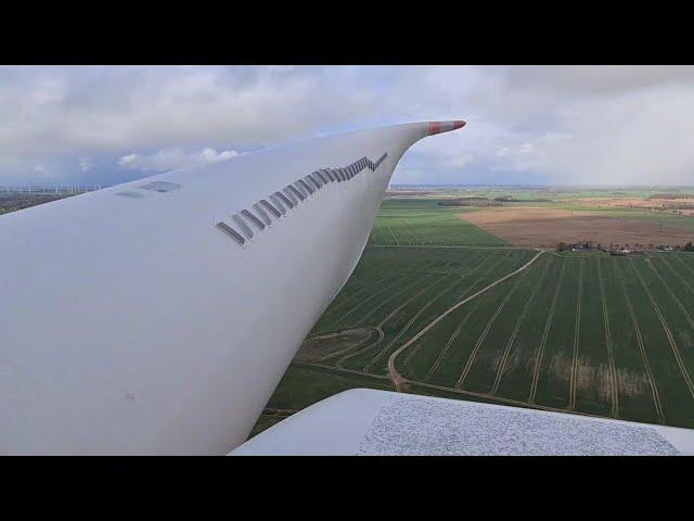 Testrun and Tour through Windturbine GE 3.6MW 137m at high Windspeeds