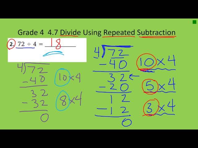 g4 4 7 divide using repeated subtraction