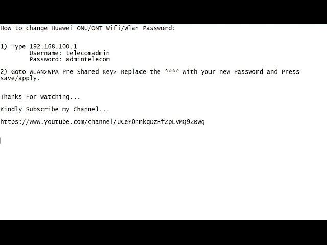 How to Change Huawei ONT/ONU Wifi Password Change
