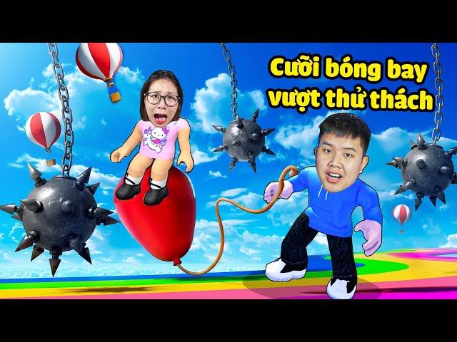 Cưỡi bóng bay buộc vào đồng đội vượt 100 thử thách nguy hiểm cùng bqThanh và Ốc
