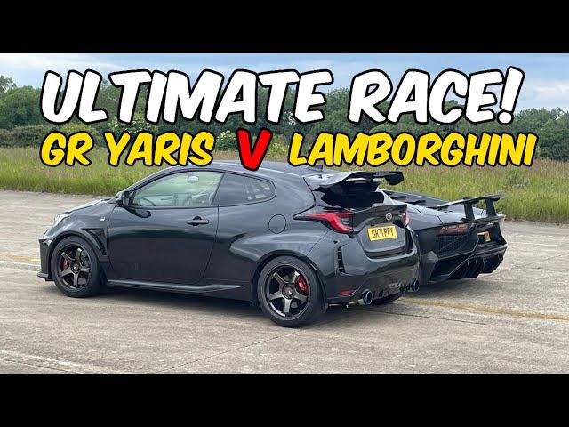 Crazy Drag Race 600hp GR Yaris v Lambo Aventador SV | Carwow