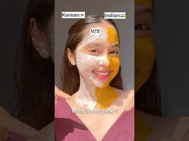 Korean rice face mask v/s Indian besan turmeric face mask #youtubeshorts #skincare #trendingshorts