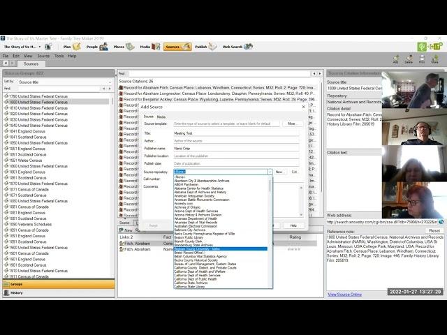Family Tree Maker Users group: Sources and Citations Meeting