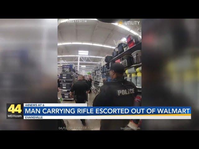 Bodycam footage shows officers interaction with Evansville shopper carrying rifle in Walmart