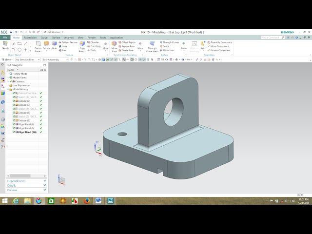 [Tự học NX] Bài 2: Vẽ 2D với Sketch và dựng khối 3D với Extrude trên NX 10