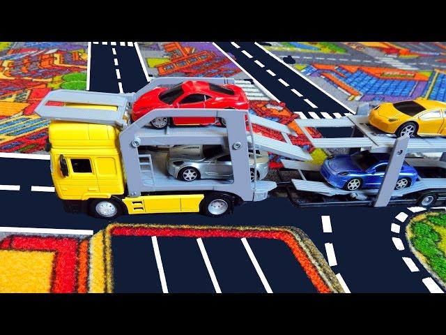 Cartoons about cars - Car transporter. Educational cartoon for children