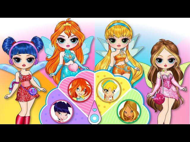 Elsa, Ladybug & Peach Glow Up Into Winx Club | Best DIY Fashion Paper Dolls