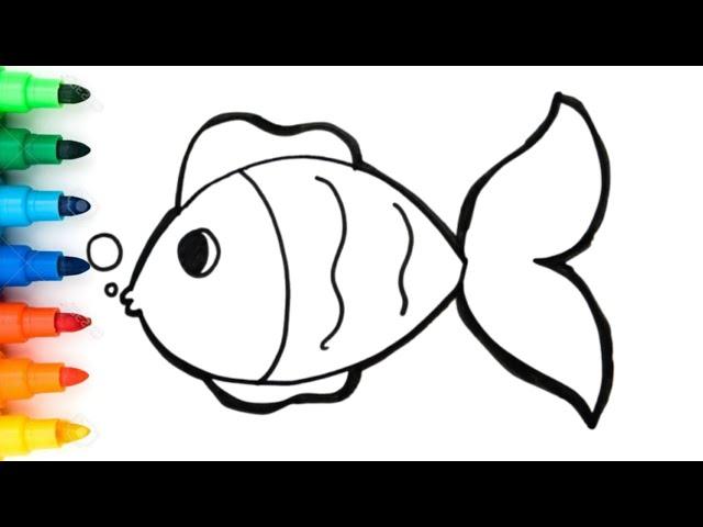 fish drawing simple and easy | how to draw cute fish drawing, step by step, easy fish drawing, kids