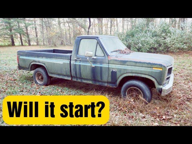 ABANDONED 1984 Ford F150 bullnose. Forgotten for 12 years in a  field. Will it start? Will it run?