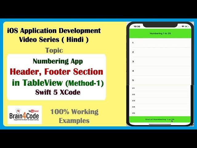 Create iOS Application to Add Header and Footer in UITableView with Property in Swift 5 XCode Hindi