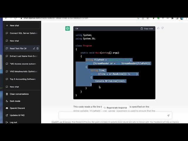 البرمجة بلغة C# بمساعدة الذكاء الاصطناعي  Chat GPT