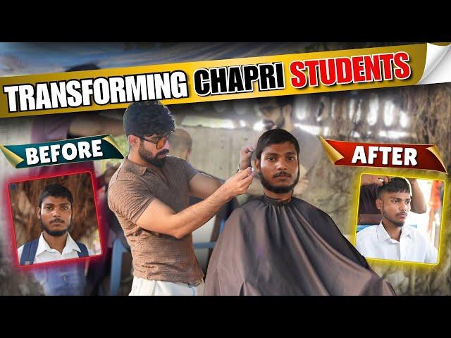 Giving FREE HAIRCUT TO STRANGER STUDENTS| CHAPRI Transformation| Face shapes| Mens hairstyle|Haircut