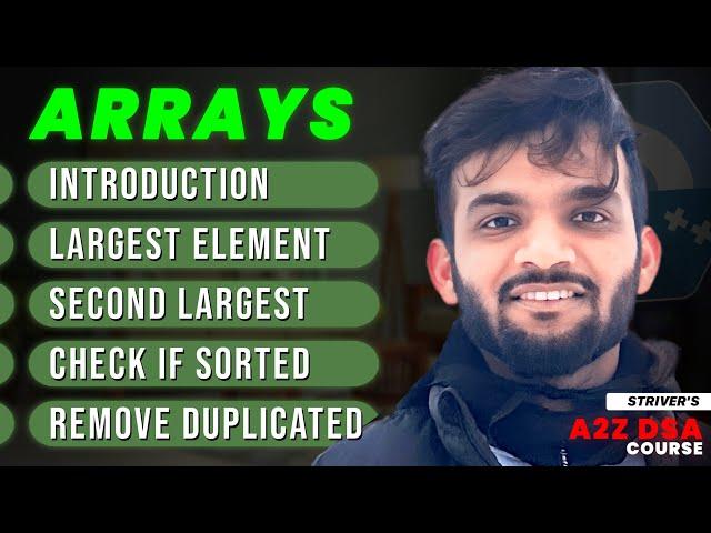 Find Second Largest Element in Array | Remove duplicates from Sorted Array | Arrays Intro Video