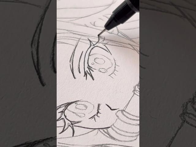 drawing nezuko in SHOUJO style?? watch me ink!  #demonslayer #art #anime part 1