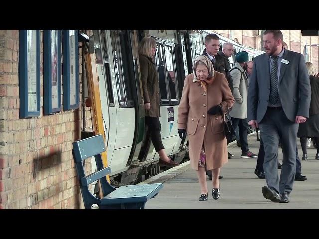 Queen Arrives in Norfolk's Kings Lynn Station