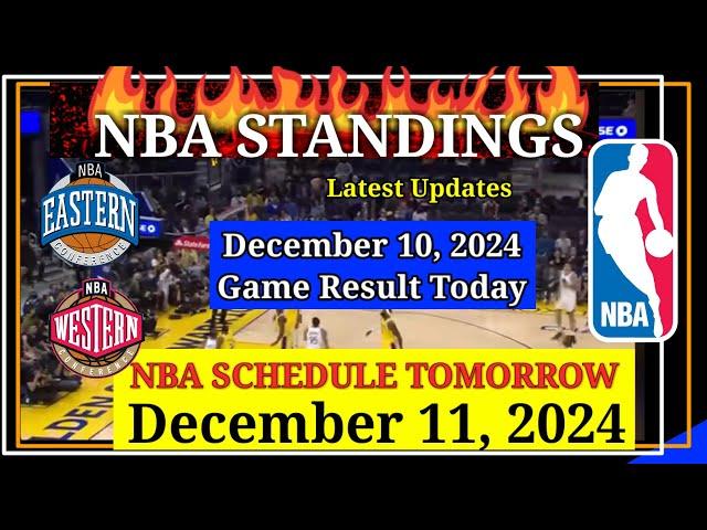 NBA STANDINGS TODAY as of December 10, 2024 | GAME RESULTS | NBA SCHEDULE December 11, 2024