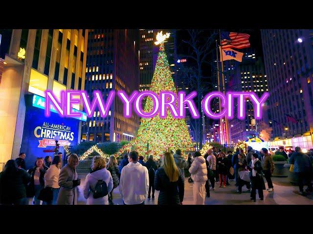 Christmas Walk in NEW YORK  Best Locations to Visit, Night Walking Tour in Manhattan, NYC