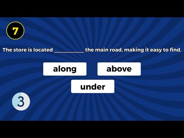 Prepositions of Place multiple choice quiz ️