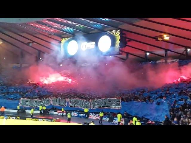 Celtic vs Rangers. Pyro Show. One of the best fans in the world. THE OLD FIRM. League Cup Final 2024