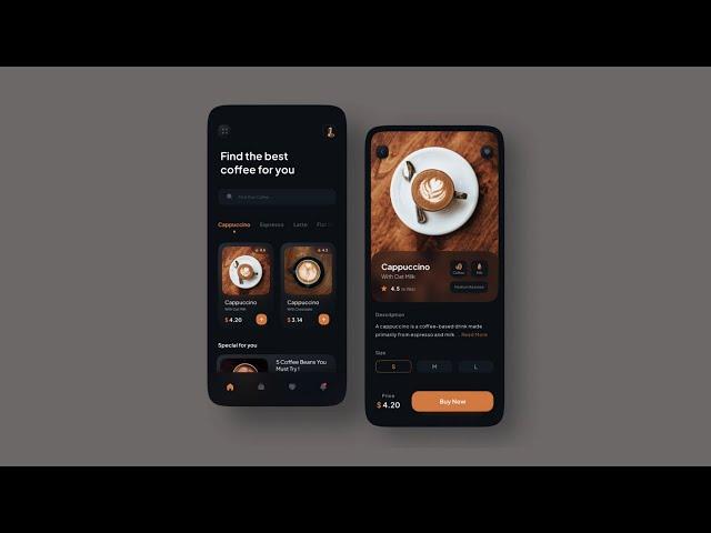 coffee UI ‍ cloning dribbble designs using FLUTTER 