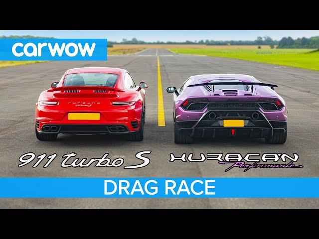 Lamborghini Huracan Performante v Porsche 911 Turbo S - DRAG RACE, ROLLING RACE & BRAKE TEST