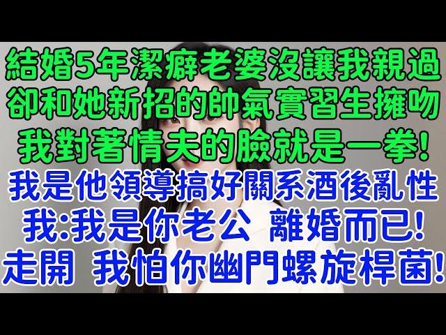 老婆是個有潔癖的人，卻和她新招的帥氣實習生放肆擁吻。我對著情夫的臉就是一拳！我是他的領導搞好關系酒後過分了點而已！我：我是你老公，離婚而已！走開，我怕你幽門螺旋桿菌！