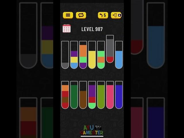 Water Sort puzzle level 987 | AYU Gamester #shorts